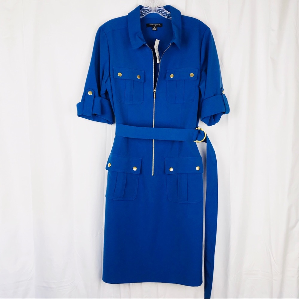 *New* Sharagano Long Sleeve Front Zip Buckle Dress